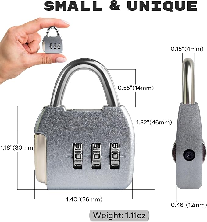 Small Combo Lock, 3 Digit Padlock Combination Luggage Locks, Travel Suitcase Lock with Code, Combination Padlock for Mini Locker, Bag, Tool Box, Backpack Zipper (Silver+Pink, 2-Pack)