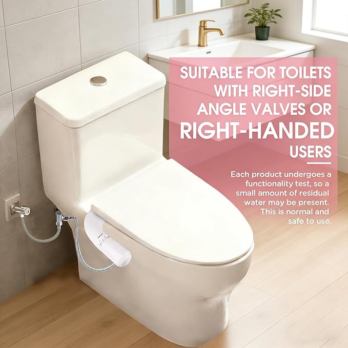 Jamini Ultra-Slim Non-Electric Toilet Bidet Attachment with Dual Nozzles, Rear and Female Front Wash, Single Cold Water with Adjustable Pressure, 0.23" Slim Design, Detachable for Easy Cleaning