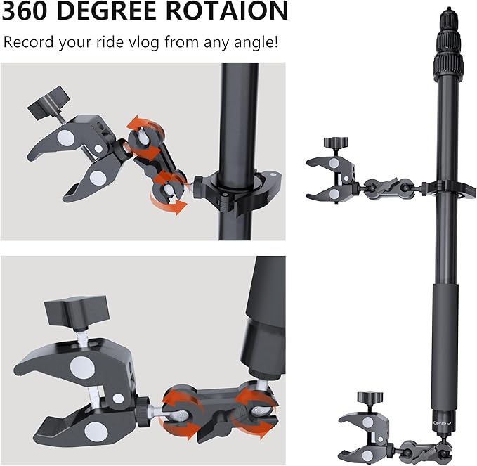 360 Motorcycle Mount Kit, Universal Adjustable Motorcycle Camera Mount for Motorcycle Handle, Compatible with Insta360 X4 X5 Accessories, Bike Mount for GoPro Camera