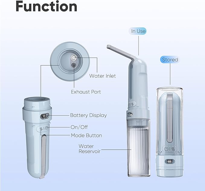 Portable Bidet for Travel | Bathroom - Rechargeable Electric Bidet Sprayer with 3 Pressure | Waterproof for Ultimate Personal Hygiene Cleaning at Home Office and Camping (Blue)