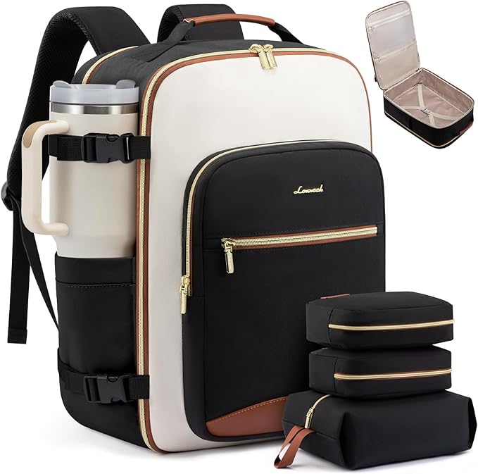 LOVEVOOK 50L Large Travel Backpack for Women & Men, Carry on Backpack Airline Approved, Waterproof Travel Essentials fits 18" Laptop, TSA Personal Item Travels Bag Sports Backpack with 3 Packing Cubes