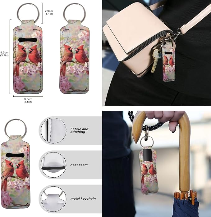 Suobstales 3Pcs Travel Bottles Keychain Holder Set,Travel Bottle Sleeves+Neoprene Chapstick Holders+Lanyard Keychain