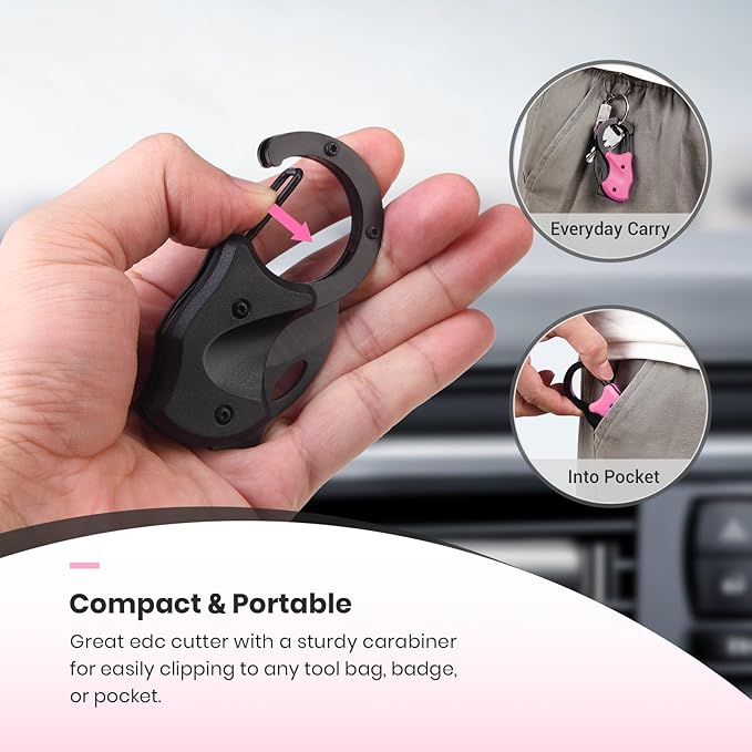 FUNBRO 2 Pack Small Pocket Knife Gifts for Men & Women, Folding Box Cutter, Birthday & Christmas Stocking Stuffers Gifts Idea for Wife Husband Dad Mom (Black & Pink)