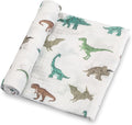 LollyBanks Baby Blanket, 100% Cotton Muslin Swaddle Blankets for Boys, Large 47 x 47 Inches Newborn Blanket, Soft and Breathable Receiving Blankets, Baby Essentials, Registry (Dinosaur Print)