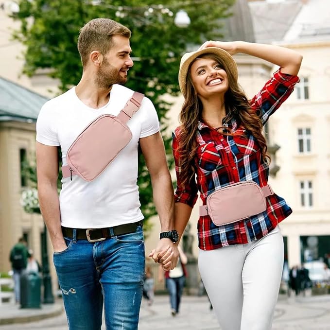 Belt Bag for Women Fanny Pack Dupes, Fashion Crossbody Waist Pack Bag with Adjustable Strap, Everywhere Belt Bag for Travel Outdoors Running Hiking（Pink）