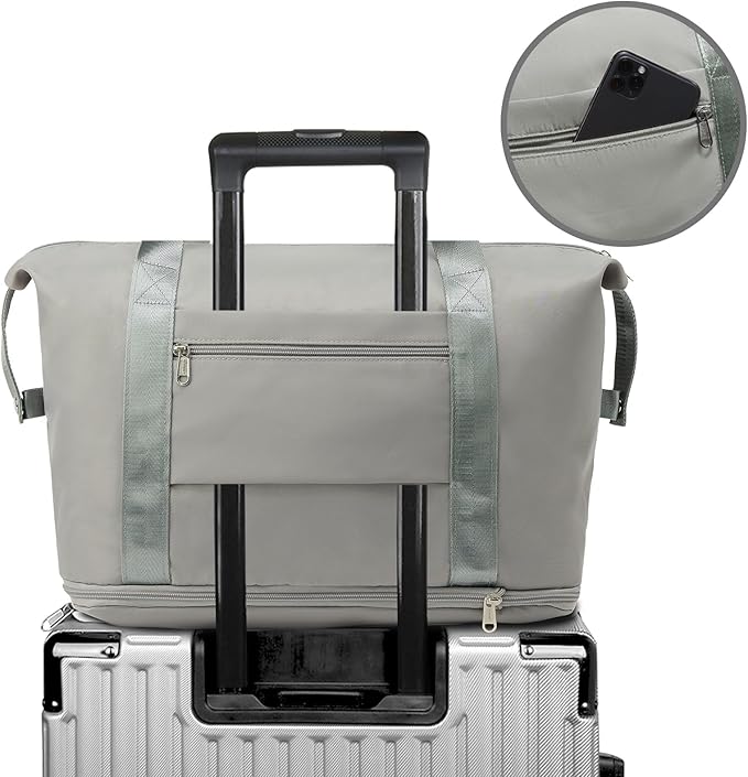 ZGWJ Travel Tote Bags, Expandable Overnight Weekender Bag for Women Foldable Carry-On | Expandable, Overnight, Foldable, Carry-On