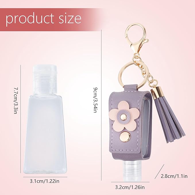 4Pcs Hand Sanitizer Keychain, 30ml Refillable Portable Hand Sanitizer for Toiletry Lotion Liquid Soap Shampoo