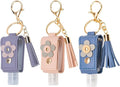 3 Pack Travel Hand Sanitizer Keychain Holders, 1.12oz Leak-Proof Bottles for Lotion & Essentials (Sky Blue, Pink, Lavender Purple)