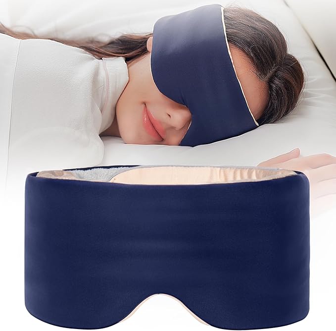 SARISUN Sleep Mask,Eye Masks for Sleeping,for Women/Men/Nap/Travel/Yoga, Dual-Side Blackout Eye Covers for Side Sleeper,No Strap Desigh,Adjustable Band,Pressure-Free,Wrapped Around Dark Purple