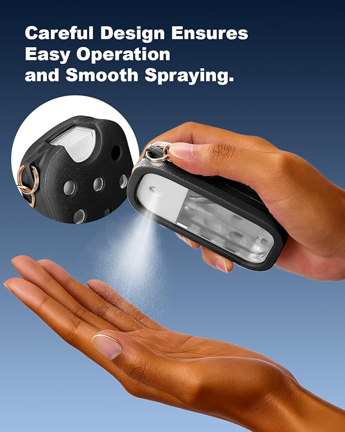 Palksky Hand Sanitizer Spray Case for Touchland,Hand Sanitizer Case with Keychain Holder for Power Mist and Glow Mist1 fl OZ Travel Size(Black),Not Include Spray