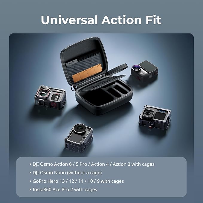 SMALLRIG Action Camera Bag for DJI Osmo Action 6/5 Pro, Camera Case can hold 4 TF cards, 2 Batteries, 1 Action Camera with Cage and 1 Adapter, for GoPro Hero 13/12/11/10, for Insta360 Ace Pro 2-5917
