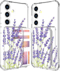 Compatible with Samsung Galaxy S24 / S25 Case Card Holder for Women Cute Design,Wallet Phone Cases Transparent Cool Kawaii Protective (Clear Purple Lavender)