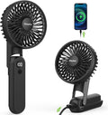 EasyAcc Portable Fan Rechargeable, Up to 32 Hrs + 5000mAh + 180°Foldable + Lanyard + Pocket Design Portable Handheld Hand Fan for Travel Summer Concerts Make Up