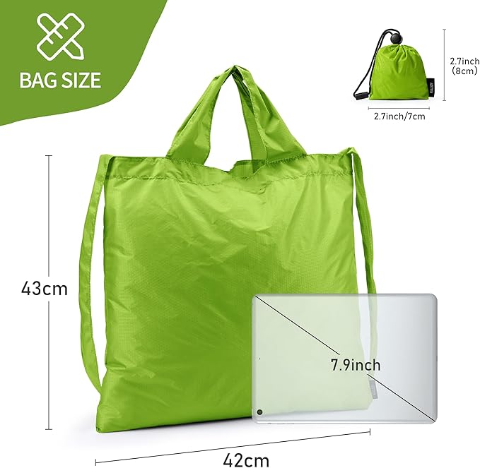 KALIDI Compact Tote Shopping bag Lightweight Foldable Tiny Reusable Grocery Shoulder Bag Crossbody