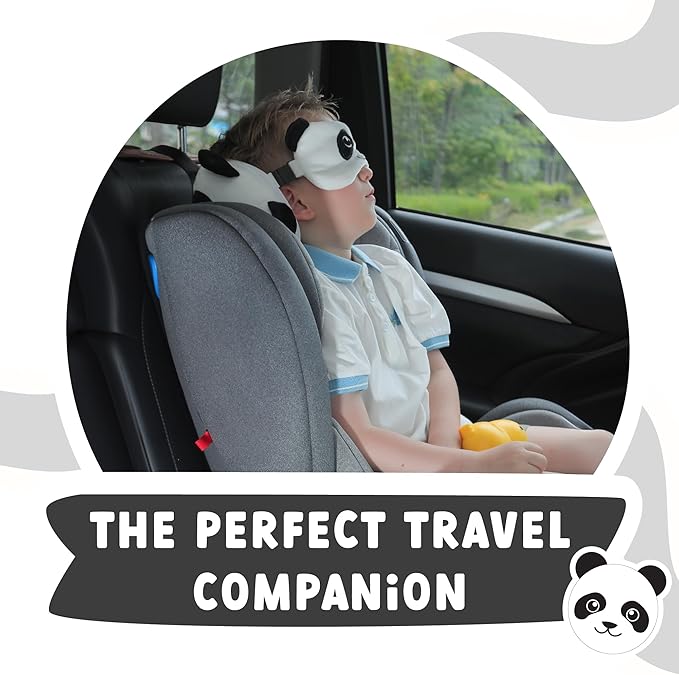 ecoZen Lifestyle Travel Neck Pillow with Eye Mask - Kids Travel Pillow for Sleeping - Toddler Travel Essential and Travel Accessories, Road Trip and Airplane Travel Essentials