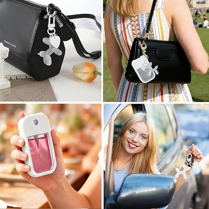 Silicone Case Compatible with Touchland Hand Sanitizer Spray, Protective Case with Jelly Balloon Dog Design Keychain for Power Mist and Glow Mist 1Fl Oz, Hand Sanitizer Spray Accessory (White)