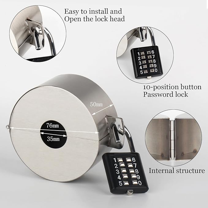Door Knob Lock, Metal (Stainless Steel) Apply to Door Lockout Device，Prevents Turning of Door knob and Access to Keyhole, Door knob Child Proof Cover case Door Lock(with Padlock)