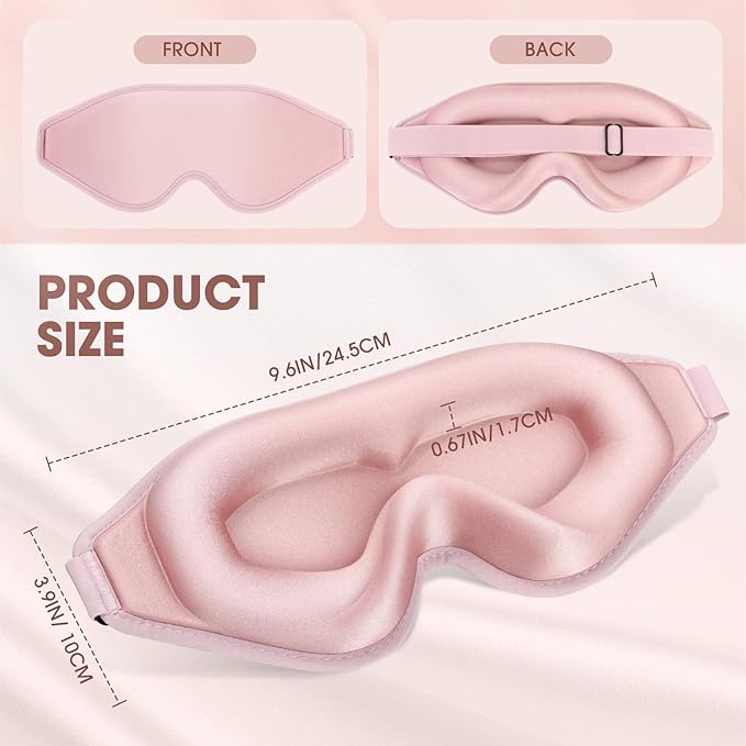 Sleep Mask | 99% Fully Block Out Light Eye Sleep Mask | Long Lash Extension | 3D Deep Contoured Eyes Cover Zero Pressure | Adjustable Straps | Sleep Travel Home Nap Rest Women Men (Pink)