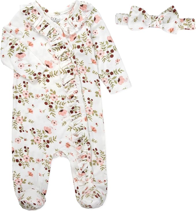 Newborn Baby 4 Piece Coming Home Outfit Gift Set – Footie Sleeper, Blanket, Headband & Ornament for Boys & Girls