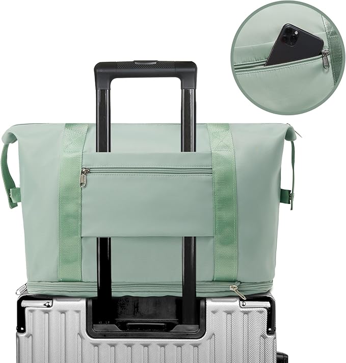 ZGWJ Travel Tote Bags, Expandable Overnight Weekender Bag for Women Foldable Carry-On | Expandable, Overnight, Foldable, Carry-On