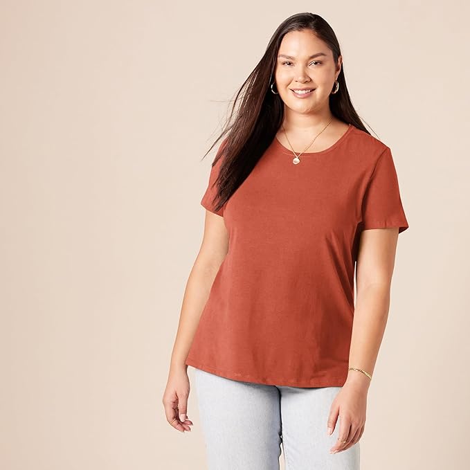Amazon Essentials Women's Regular-Fit Short-Sleeve T-Shirt (Crewneck and V-Neck Options), Multipacks