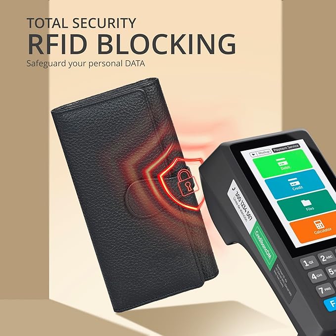 Real Leather Women Wallet Leather with RFID Blocking -Trifold Card Holder Designer Ladies Clutch with ID Window Wallets