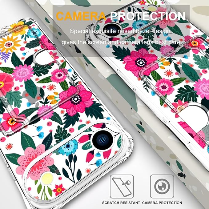 Compatible with iPhone 17 Air Case Card Holder for Women Cute Design,Wallet Phone Cases Transparent Cool Kawaii Protective (Clear Floral Spring Blossom)