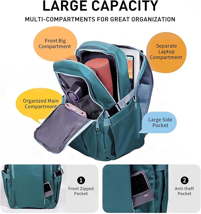 Travel Backpack for Women Men Carry on Backpack, Airline Approved Large Travel Bag Flight Approved Personal item, 15.6 Inch Laptop Backpack Casual Daypack for Weekender Hiking-DEEP BLUE