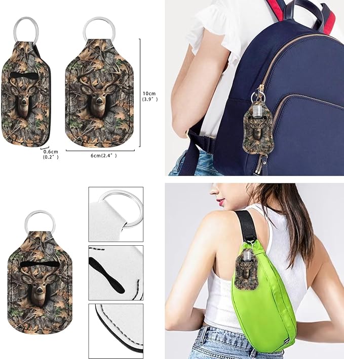 Suobstales 3Pcs Travel Bottles Keychain Holder Set,Travel Bottle Sleeves+Neoprene Chapstick Holders+Lanyard Keychain