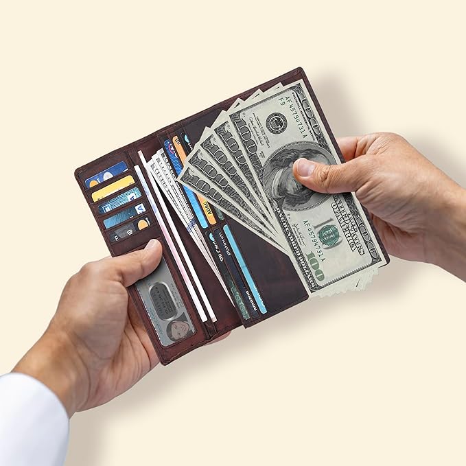 Real Leather Women Wallet Leather with RFID Blocking -Trifold Card Holder Designer Ladies Clutch with ID Window Wallets