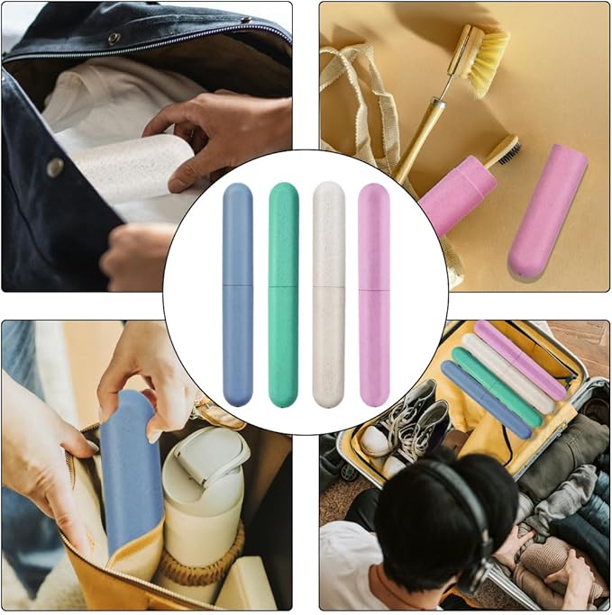 4 Pack Travel Toothbrush Case, Holder Toothbrush Travel Containers for Trip Home Camping Dust-Proof and Sanitary, Travel Toothbrush Holder
