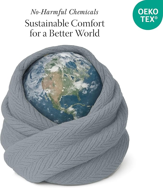 Threadmill Luxury Cotton Blankets for Twin Size Bed | All-Season 100% Cotton Twin Blanket for Bed | Herringbone Soft & Cozy Fall Thermal Blanket, 350GSM, 68x92 inches | Scottish Grey