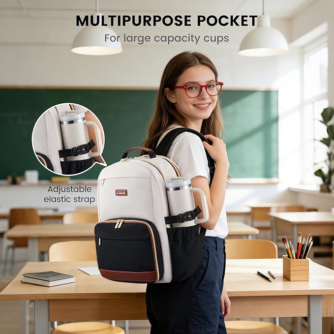 LOVEVOOK Lunch Backpack with Lunch Compartment,15.6 Inch Laptop Work Travel Insulated Cooler Backpack, Waterproof College Teacher Lunch Bag Box with Tumbler Holder,Gifts for Men Women,Grey-Black-Brown