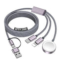 Travel Essentials for Apple Watch Charger,iPhone Charger,3 in 2 Type C/L/Magnetic Fast Charging Cable,Multi Charging Cable Portable Designed for iWatch Series,iPhone 17-11,Galaxy S26-S21,Car-5FT