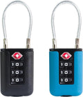 Luggage Locks TSA Approved 2 Pack, Small Padlock Combination, TSA Locks for Luggage, Cabel Combo Padlock with Code, for Suitcase, Backpack Zipper, Locker, Gun Case, Ammo Can (Black+Blue)