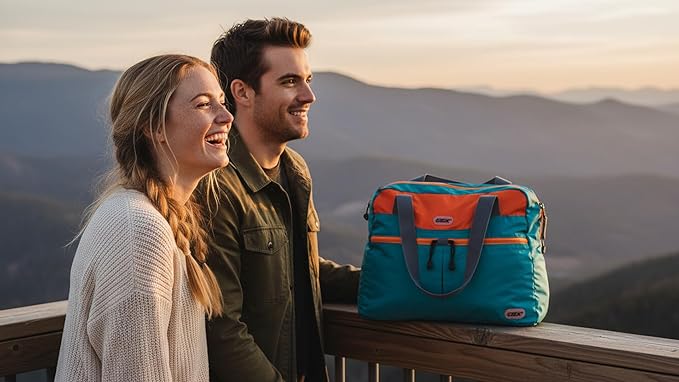 GOX Packable Tote Bag – Under Seat Airline Personal Item, Lightweight Foldable Travel Duffel 28L, Nylon Shoulder Bag for Women Men, Carry-on Weekender for Plane Gym (Turquoise)