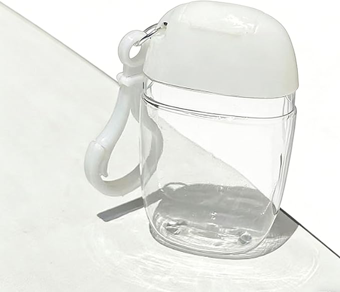 9 Pack 30ml Refillable Cosmetic Bottles | Empty Containers Mini Hand Sanitizer & Lotion Dispensers with Travel Hook, Clear Reusable Portable Pump for Liquids Creams - White Flip Cap Carrier