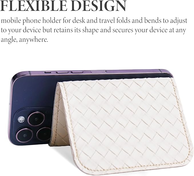 QIELIZI Airplane Travel Essentials for Flying Flex Flap Cell Phone Holder & Flexible Tablet Stand for Desk, Bed, Treadmill, Home & in-Flight Airplane Travel Accessories(1-Woven White)