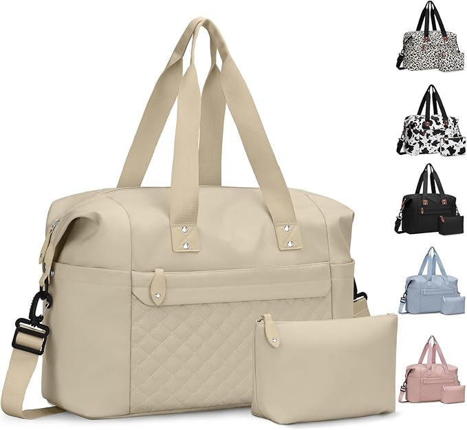 Pritent Travel Duffle Bag, Waterproof Weekender Overnight Hospital Bags for Women Men with Toiletry Bag Lightweight Carry on Personal Item Duffle Gym Bag for Travel, Airplanes, Sports