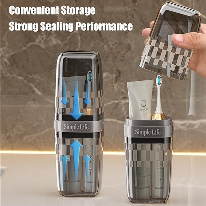 Travel Toothbrush Cup, Toothbrush Holder with Cover, Portable Travel Toothbrush Holder, Toothbrush Case and Carrier for Bathroom School Business Trip (White)