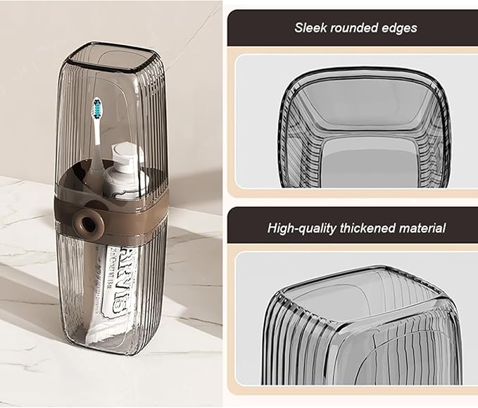 Toothbrush Travel Case & Travel Soap Holder Dish Tray Set of 2, Portable Clear Toothbrush Holders with Cover Leakproof Bar Soap Holder for Traveling School Camping Business Bathroom