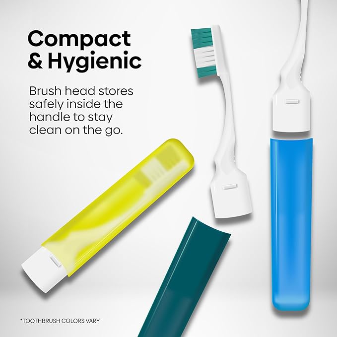 Handy Solutions Oral Care 3-Piece Travel Size Set w/Mouthwash, Toothpaste, & Folding Toothbrush (Pack of 6), TSA Approved