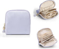 VLANDO Mini Jewelry Travel Case,Jewelry Pouch Bags with Zipper, Velvet Jewelry Organizer Storage Bag for Bracelet Rings Earring Travel Essentials Gifts for Women Girl - Purple