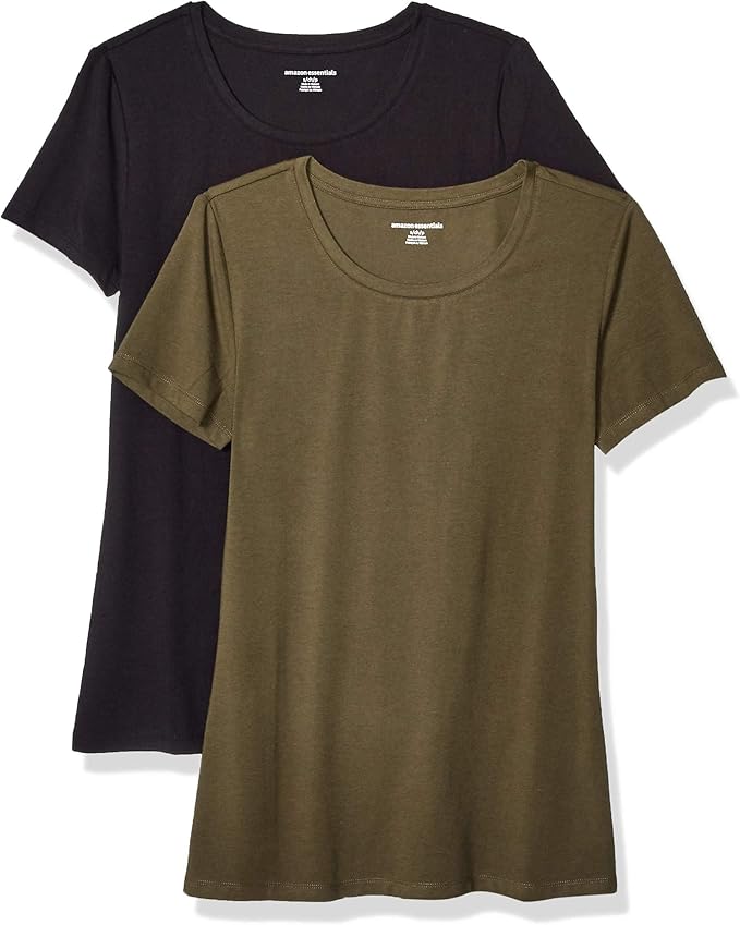 Amazon Essentials Women's Regular-Fit Short-Sleeve T-Shirt (Crewneck and V-Neck Options), Multipacks