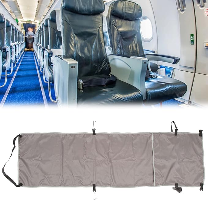 Ergonomic Airplane Footrest Hammock Cover Adjustable Travel Footrest for Improved Sitting Position on Planes Buses and Outdoor Seating (Grey)
