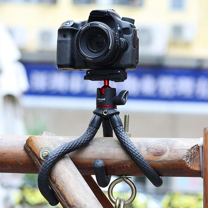 ULANZI Camera Tripod, Mini Flexible Stand w Hidden Phone Holder w Cold Shoe Mount, 1/4'' Screw f Magic Arm, Universal f iPhone 17 16 15 14 Pro Max XS Max X Samsung Canon Nikon Sony DJ Pocket 3 Cameras