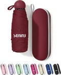 Seniny Mini Portable Travel Umbrella with Case - Compact Umbrellas for Rain & Sun UV Protection for Backpack Pocket, Lightweight Folding Small Umbrella, Tiny Purse Size UV Blocker for Kids Women Girls