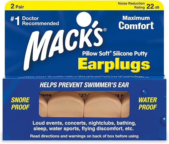 Mack's Pillow Soft Silicone Earplugs – 2 Pair, Beige – The Original Moldable Silicone Putty Ear Plugs for Sleeping, Snoring, Swimming, Travel, Concerts and Studying | Made in USA