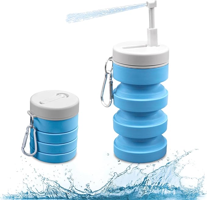 Collapsible Peri Bottle Small Portable Bidet Sprayer, 300ml Travel Size Expandable Camping Mini Bidet for Home, Outdoors, Handheld Foldable Hand Bathroom Bottle for Women Men Blue（1pc）