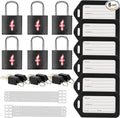 6 Pack Black TSA Luggage Locks with Key, TSA Approved for Backpacks, Bags and Luggage, 6 Pack Travel tag